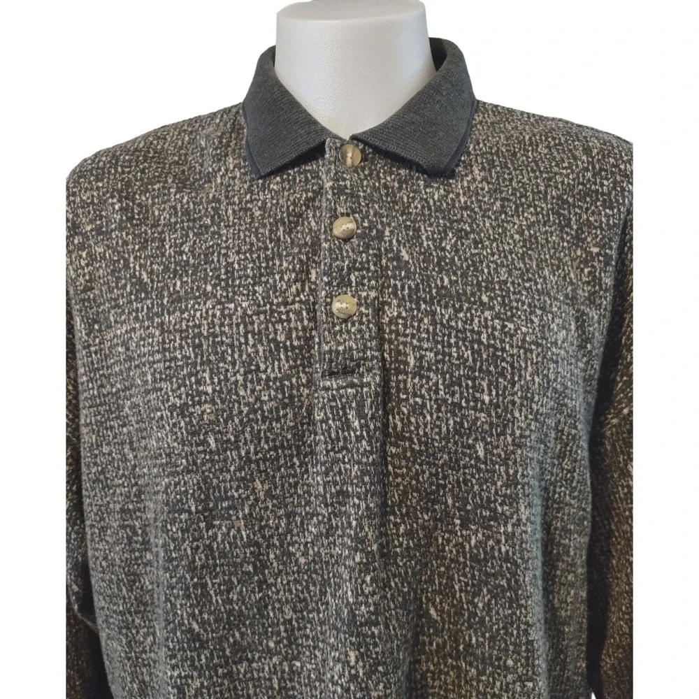 Bachrach Polo Shirt XL Vintage Retro Norm Grandpa Core Grey Long Sleeve Knit Men